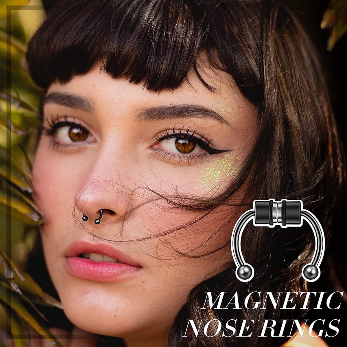 Buy MODRSA Fake Nose Ring Hoop Fake Septum Fake Nose Ring Magnetic Septum  Nose Ring Fake Nose Piercing Fake Nose Ring Stud Double Fake Noe Rings for  Women Men, Metal, stainless-steel at